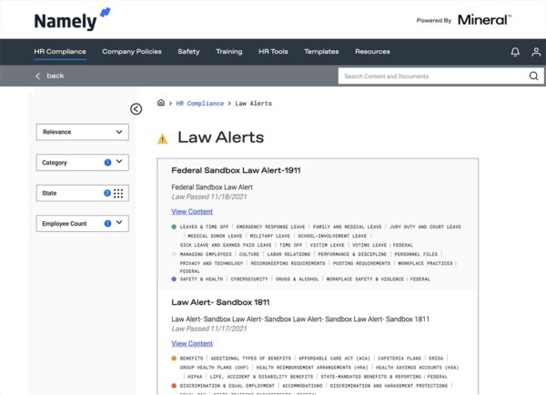 Law Alerts Panel