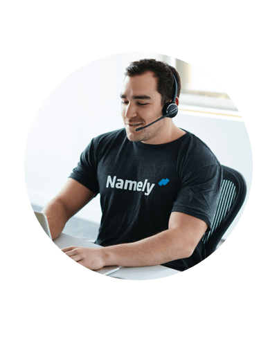 Namely worker working with a laptop